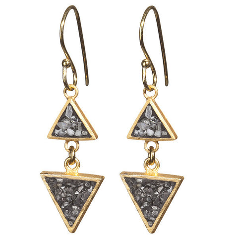 Black Rose Cut Diamond Double Triangle Earing