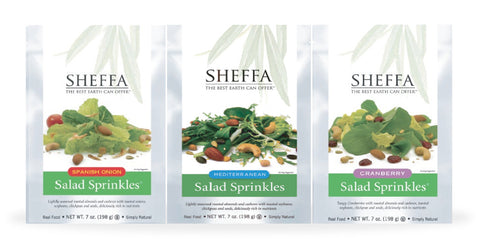 Sheffa Salad Sprinkles Variety 3 Pack Large Bags 7oz - 1 Mediterranean 1 Spanish Onion & 1 Cranberry