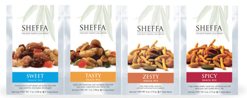 Sheffa Snack Mixes Variety 12 Pack Small Bags 1.5oz - 3 Sweet 3 Tasty 3 Zesty & 3 Spicy