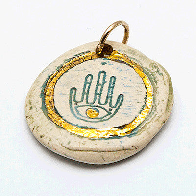 Gold Hamsa - Good Fortune Clay Pendant