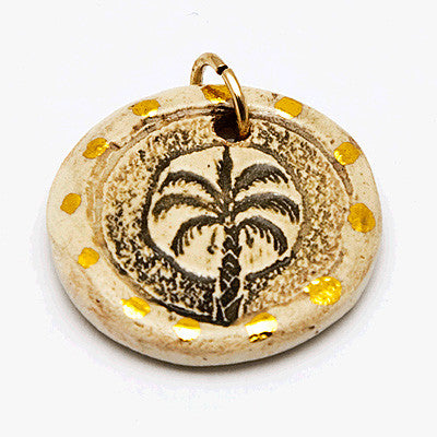 Gold Palm Clay Pendant