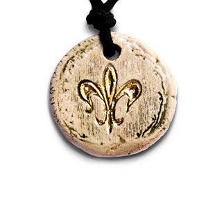 Fleur De Lis Golden Clay Pendant