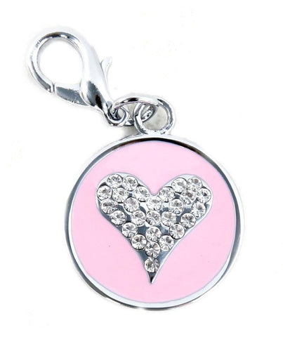 Starry Eyed Heart dog or cat Tag in Pink
