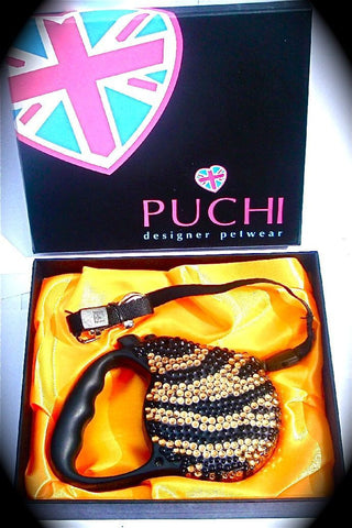 Golden Tiger Swarovski Retractable Lead