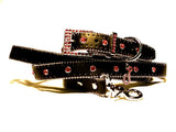 NEW Monte Carlo collar and lead set in Vulcan Black with red diamantes