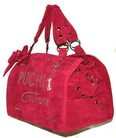 Sale 20% Off Puchi Couture Pet Carrier in Hot Pink Suede
