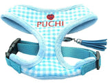 NEW Chequered Chic Softy Harness & Lead in SKY Blue
