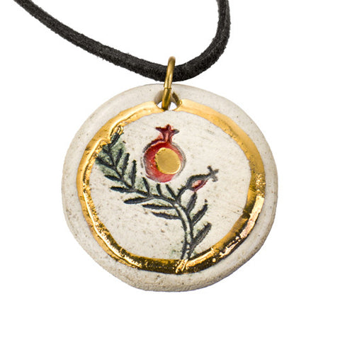 Pomegranate Clay Golden Pendant